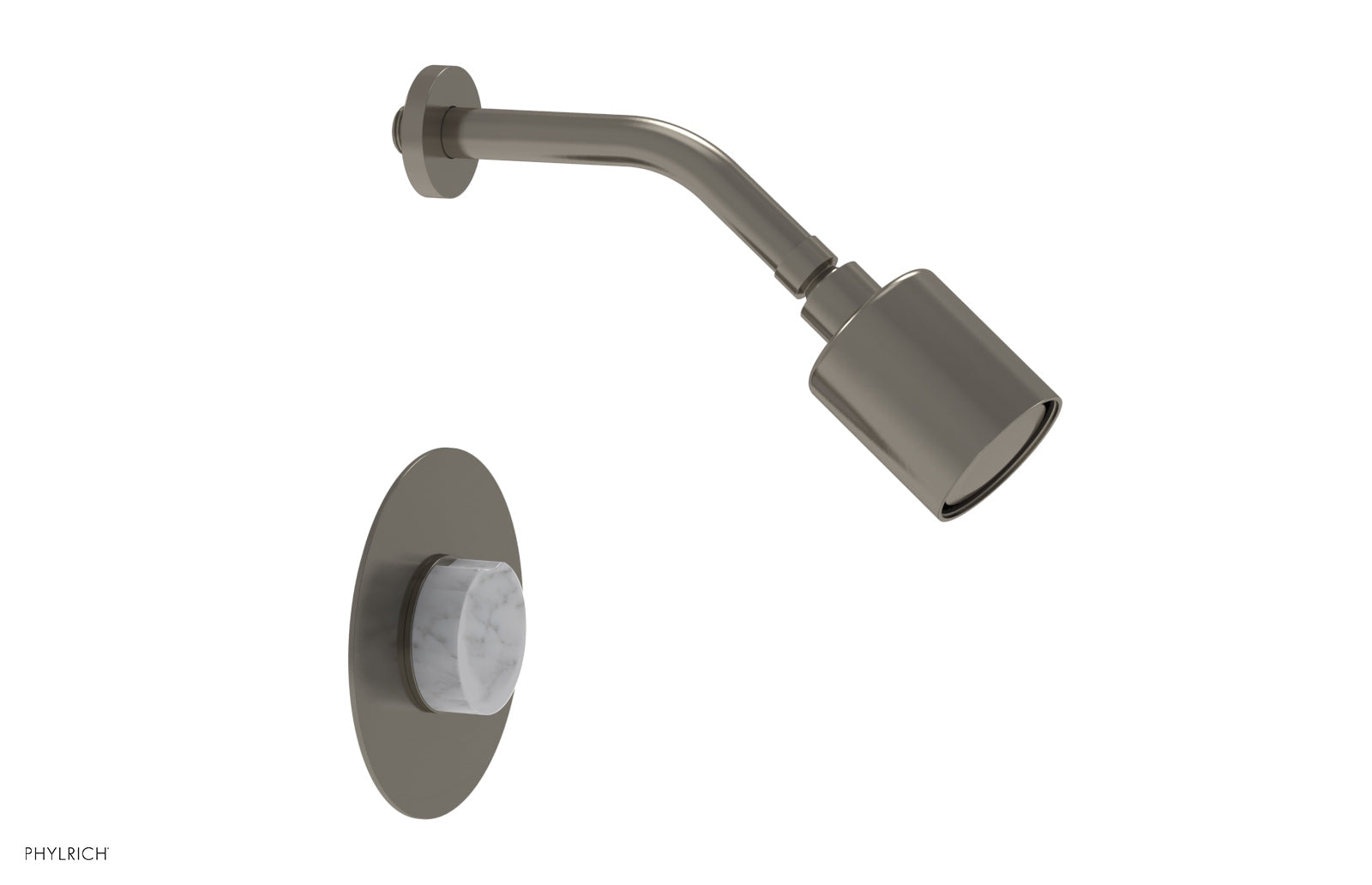 Phylrich CIRC Pressure Balance Shower Set - White Marble Handle