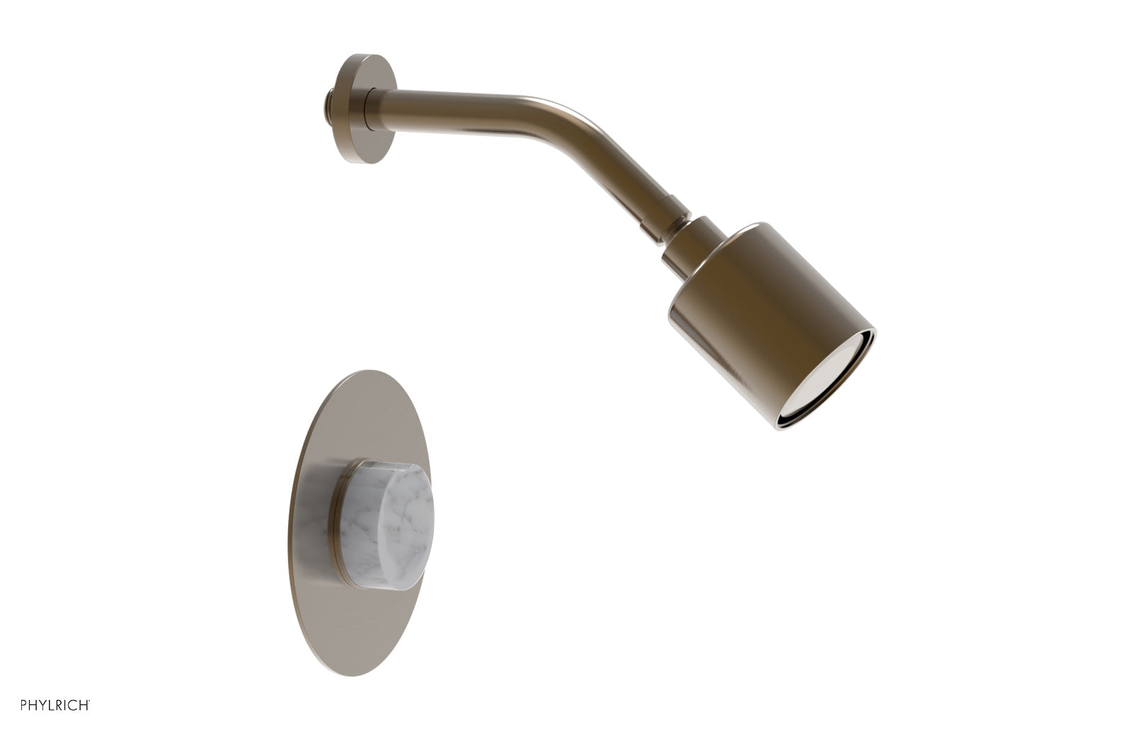 Phylrich CIRC Pressure Balance Shower Set - White Marble Handle