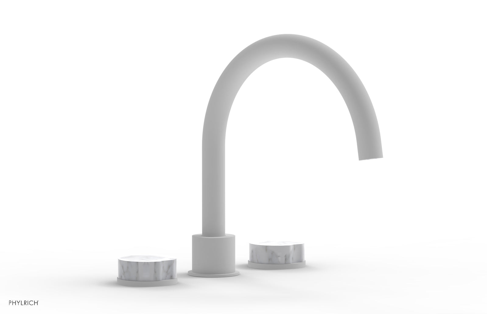 Phylrich CIRC Deck Tub Set - High Spout White Marble Handles