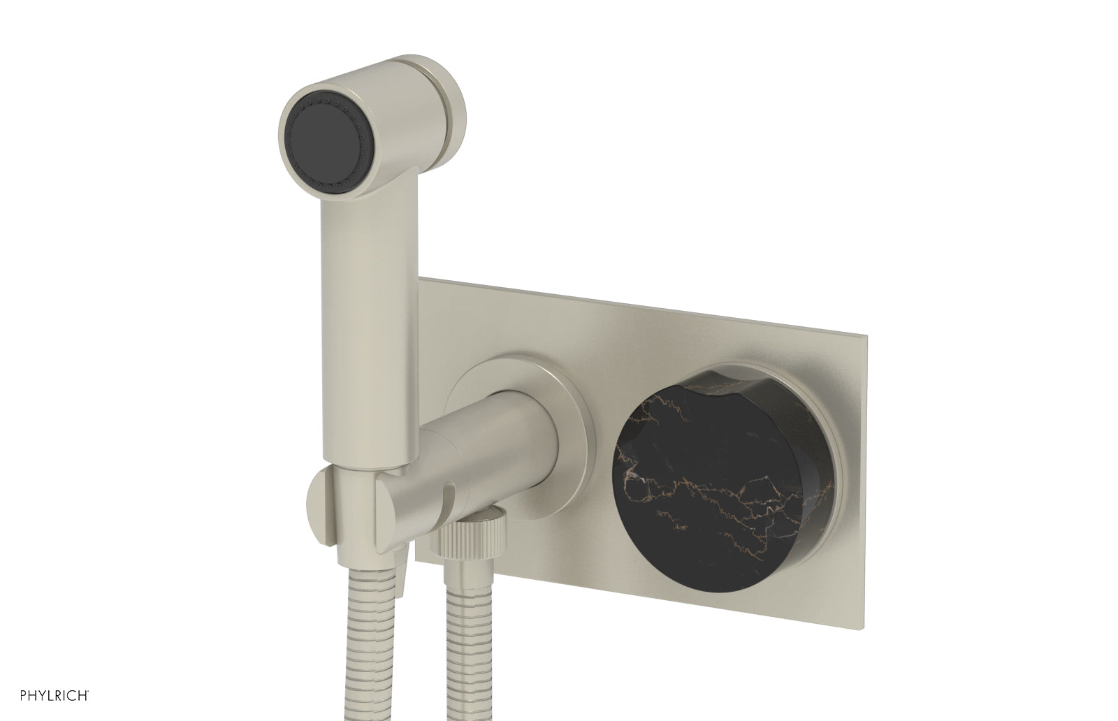 Phylrich CIRC Wall Mounted Bidet, Black Marble Handle