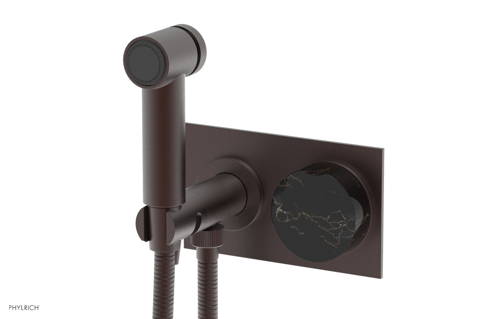 Phylrich CIRC Wall Mounted Bidet, Black Marble Handle