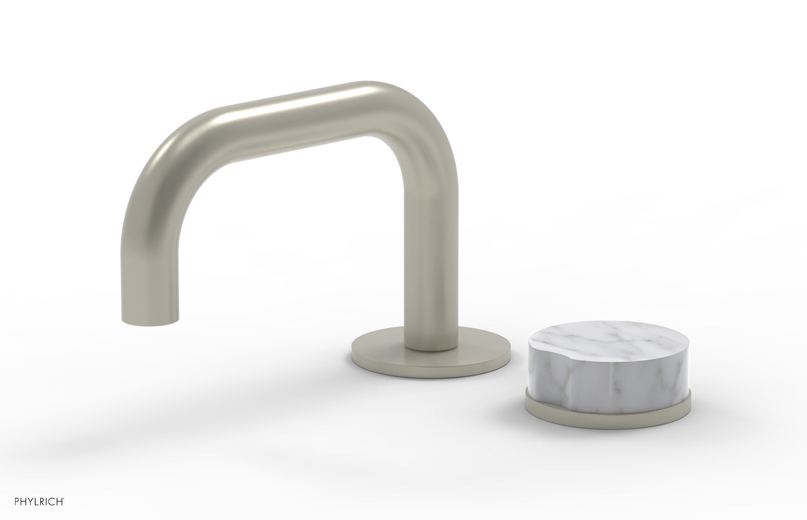 Phylrich CIRC Single Handle Faucet - Low Spout, White Marble Handle