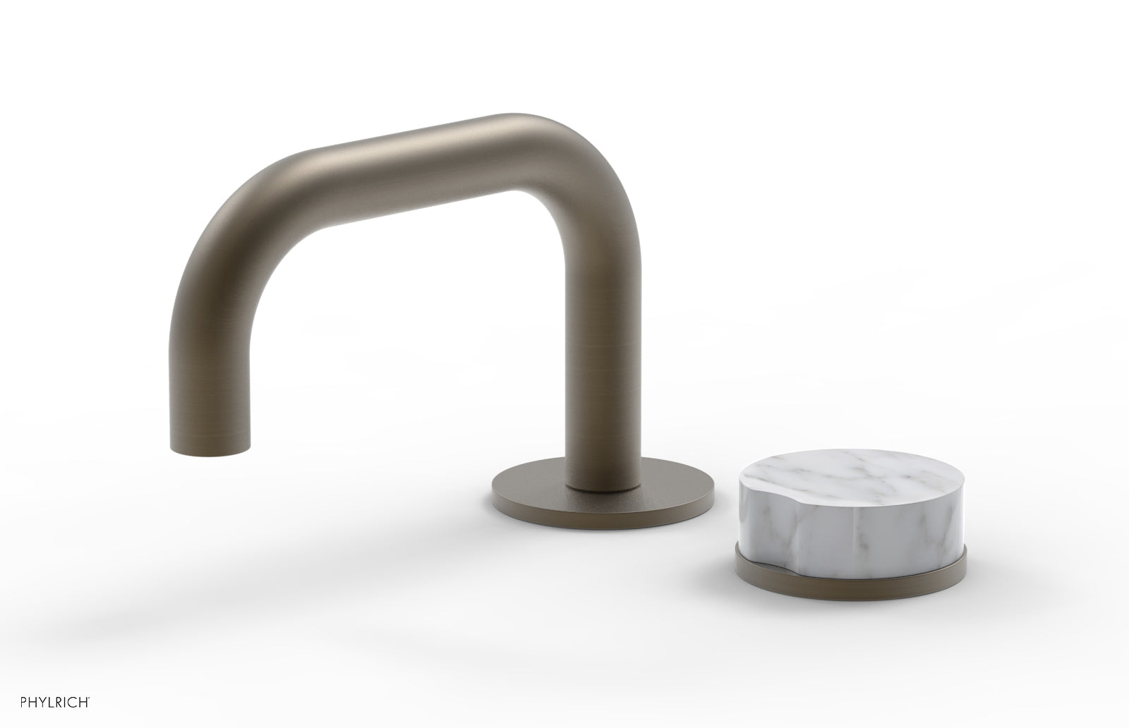 Phylrich CIRC Single Handle Faucet - Low Spout, White Marble Handle