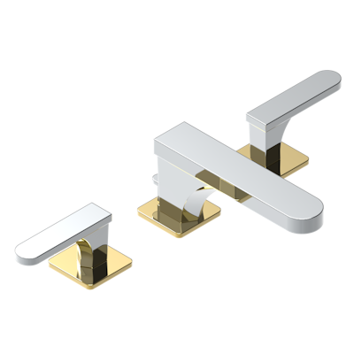 THG Paris Profile Metal with Lever Handles Widespread Lavatory Set with Drain