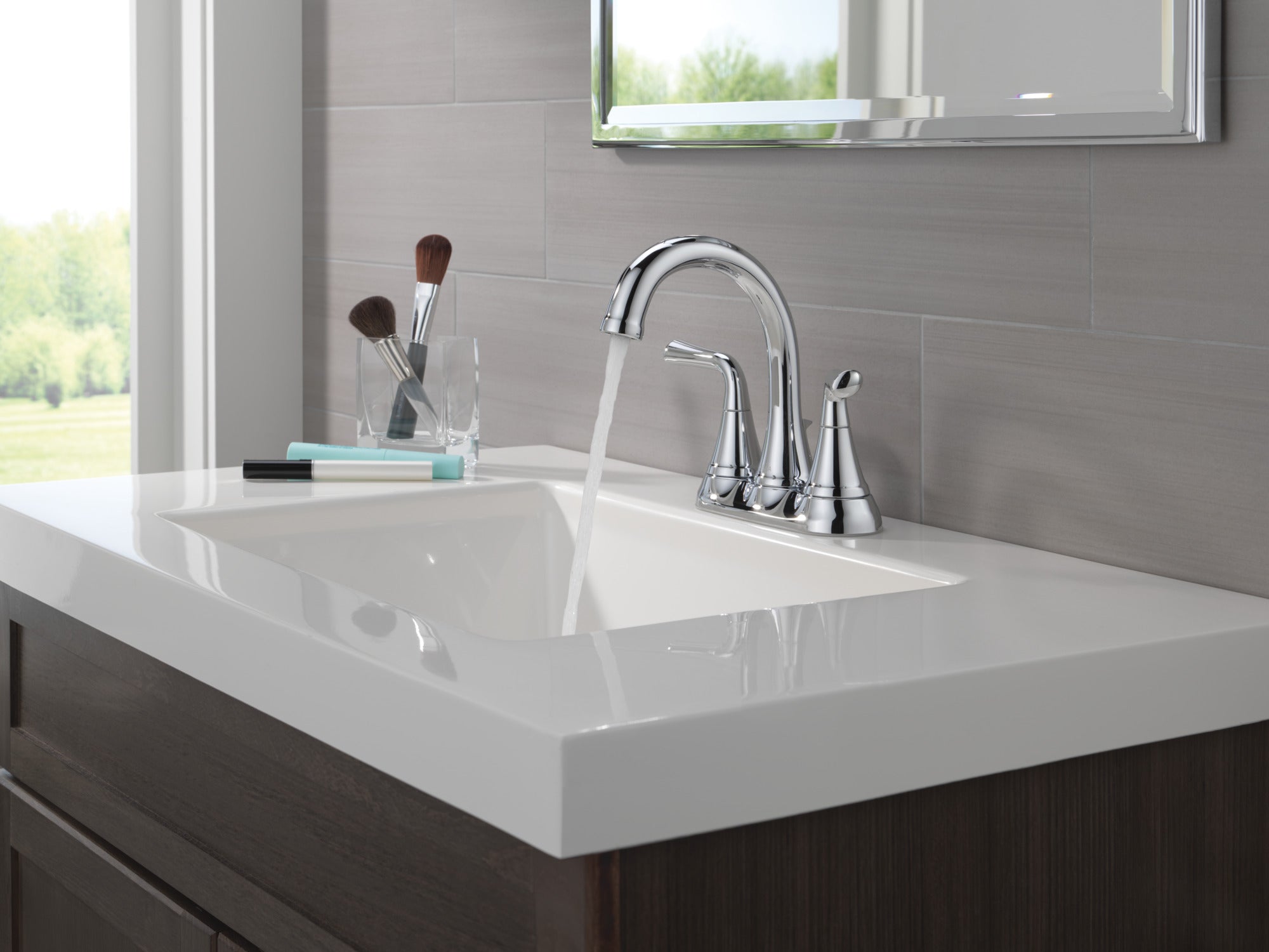 chrome bathroom faucet