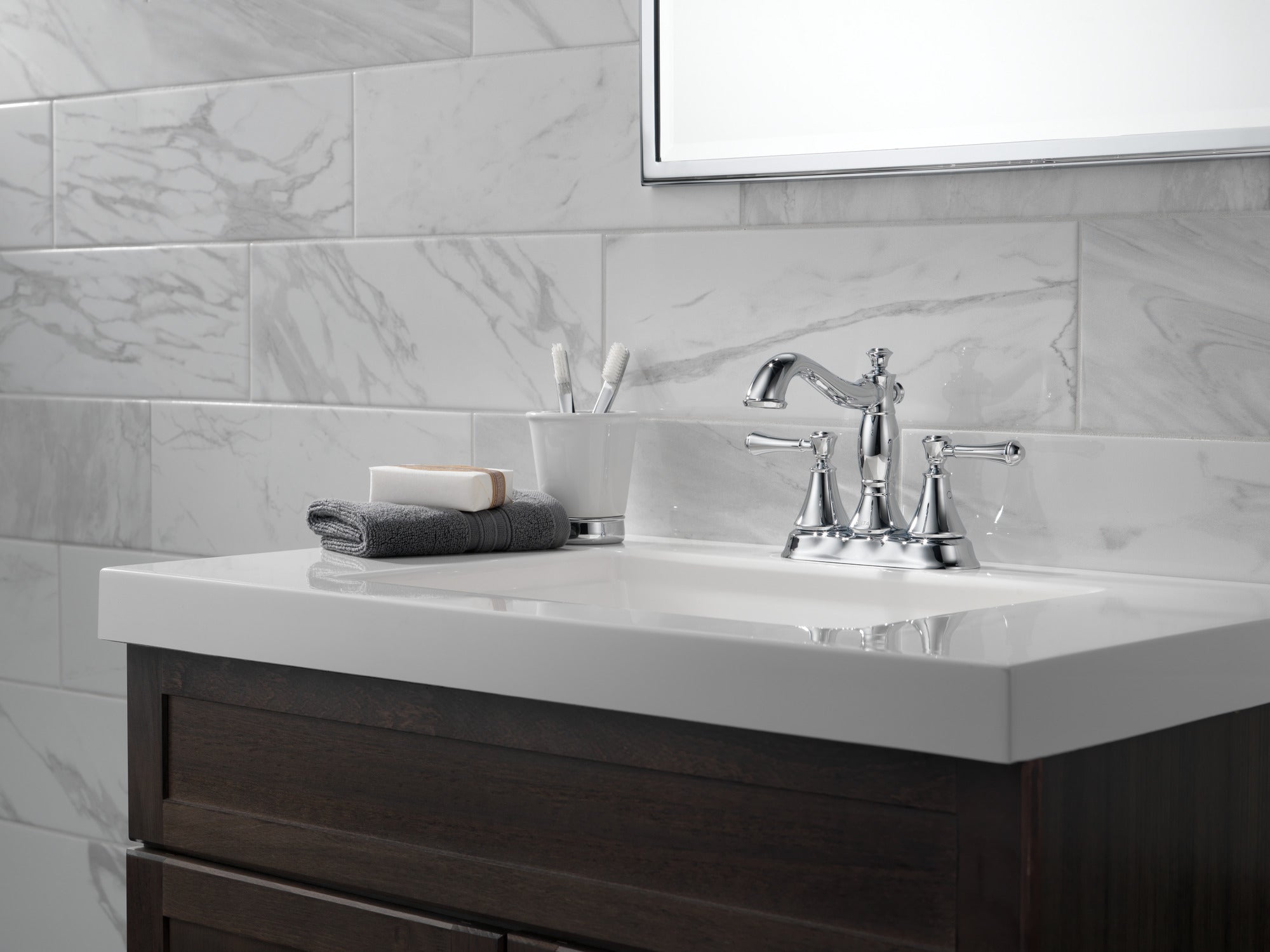 chrome bathroom faucet