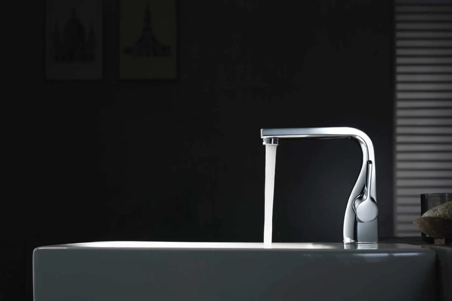 chrome bathroom faucet