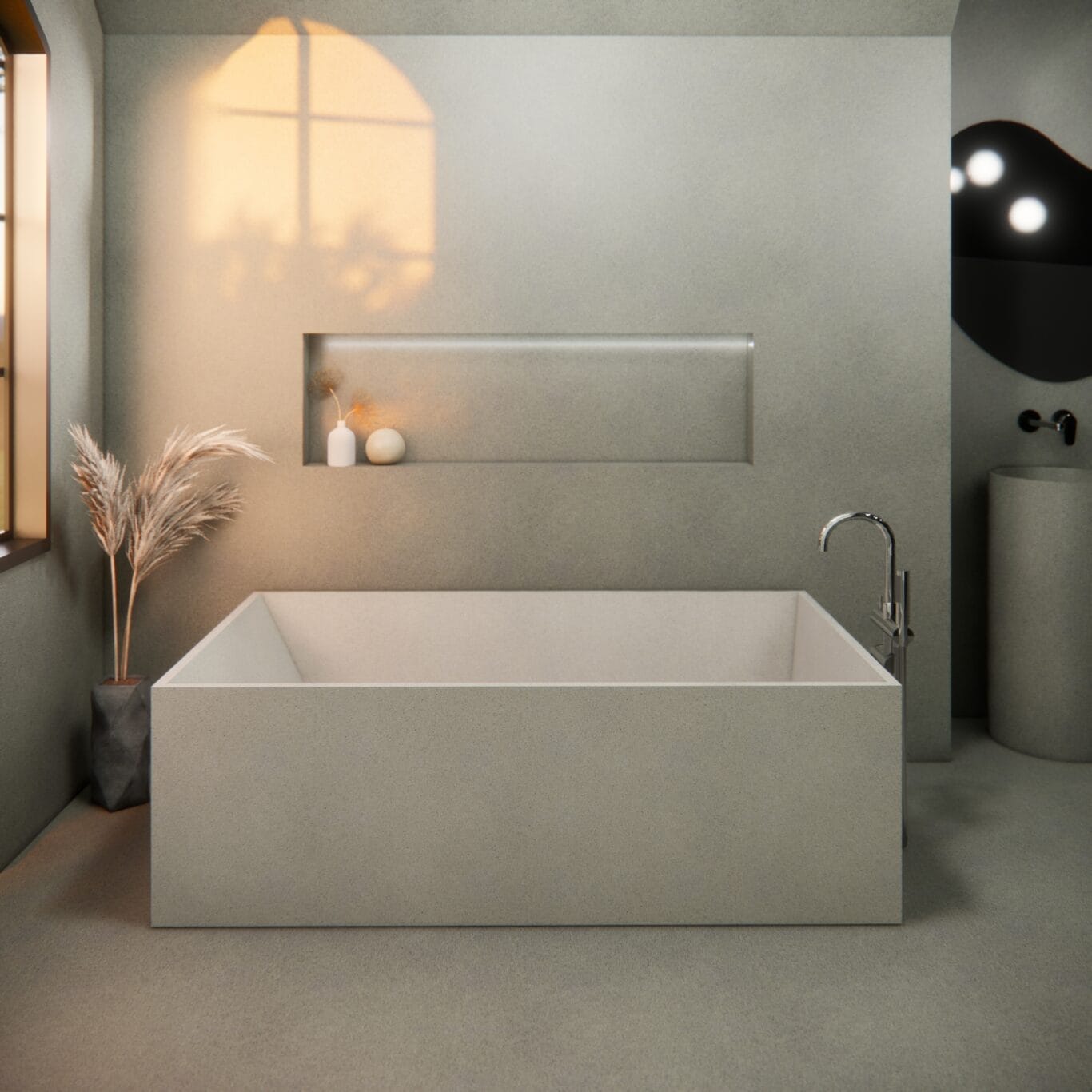 Balux Brek 72 Rectangular Concrete Freestanding Bathtub