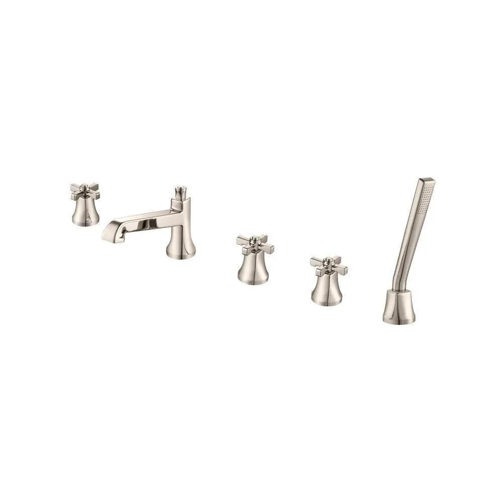 Flusso Serie 270 Five Hole Deck Mounted Roman Tub Faucet with Hand Shower by Flusso
