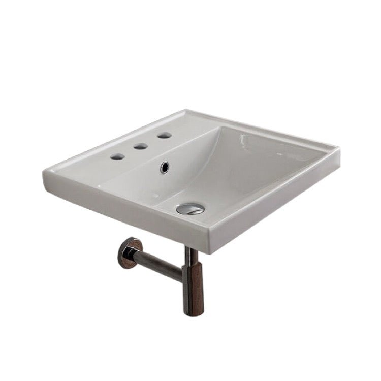Nameeks Ml 24-3/16" Square Ceramic Drop In or Wall Mounted Bathroom Sink with Overflow