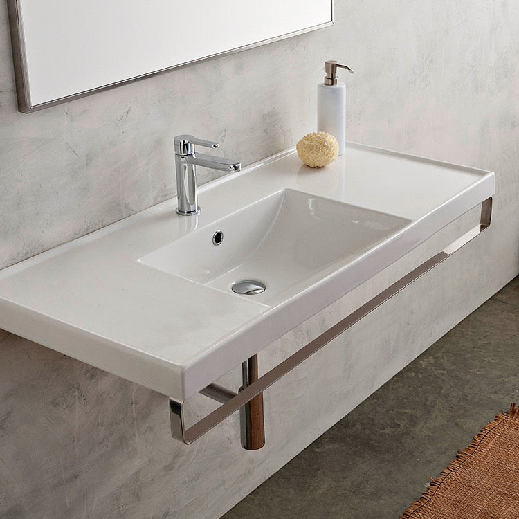 Nameeks Scarabeo 47-3/5" Ceramic Wall Mount Bathroom Sink - Includes Overflow