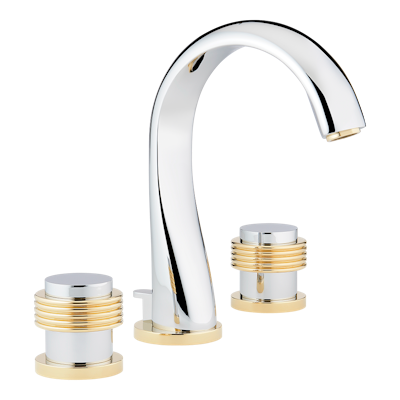 THG Paris Diplomate Grooved Rings Widespread Lavatory Set with Drain