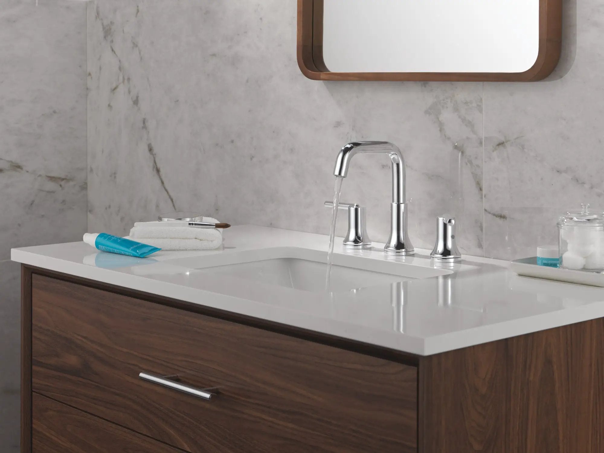 chrome bathroom faucet