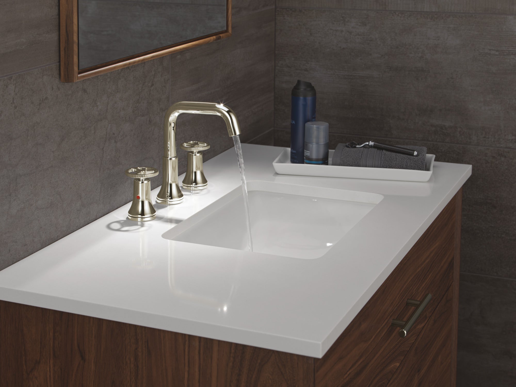 polished nickel bathroom faucet