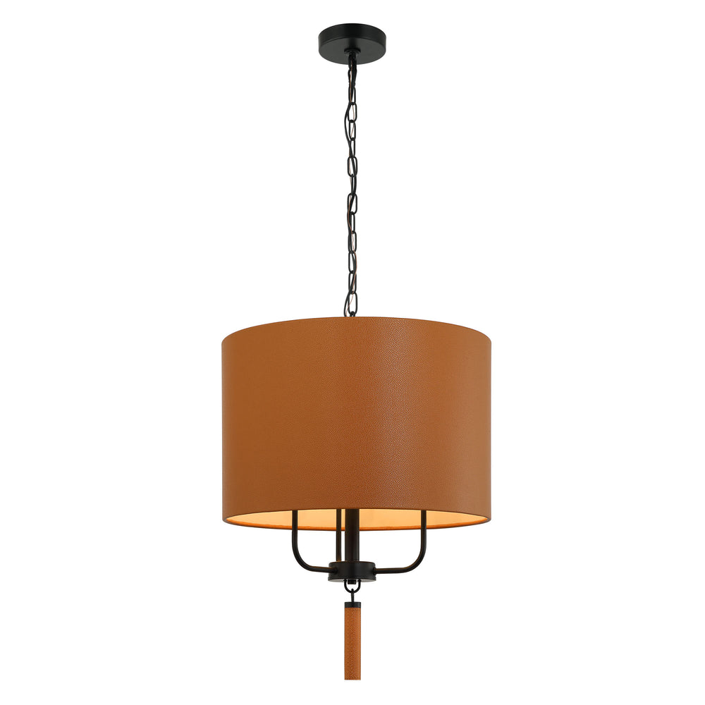 black/camel leather pendant light