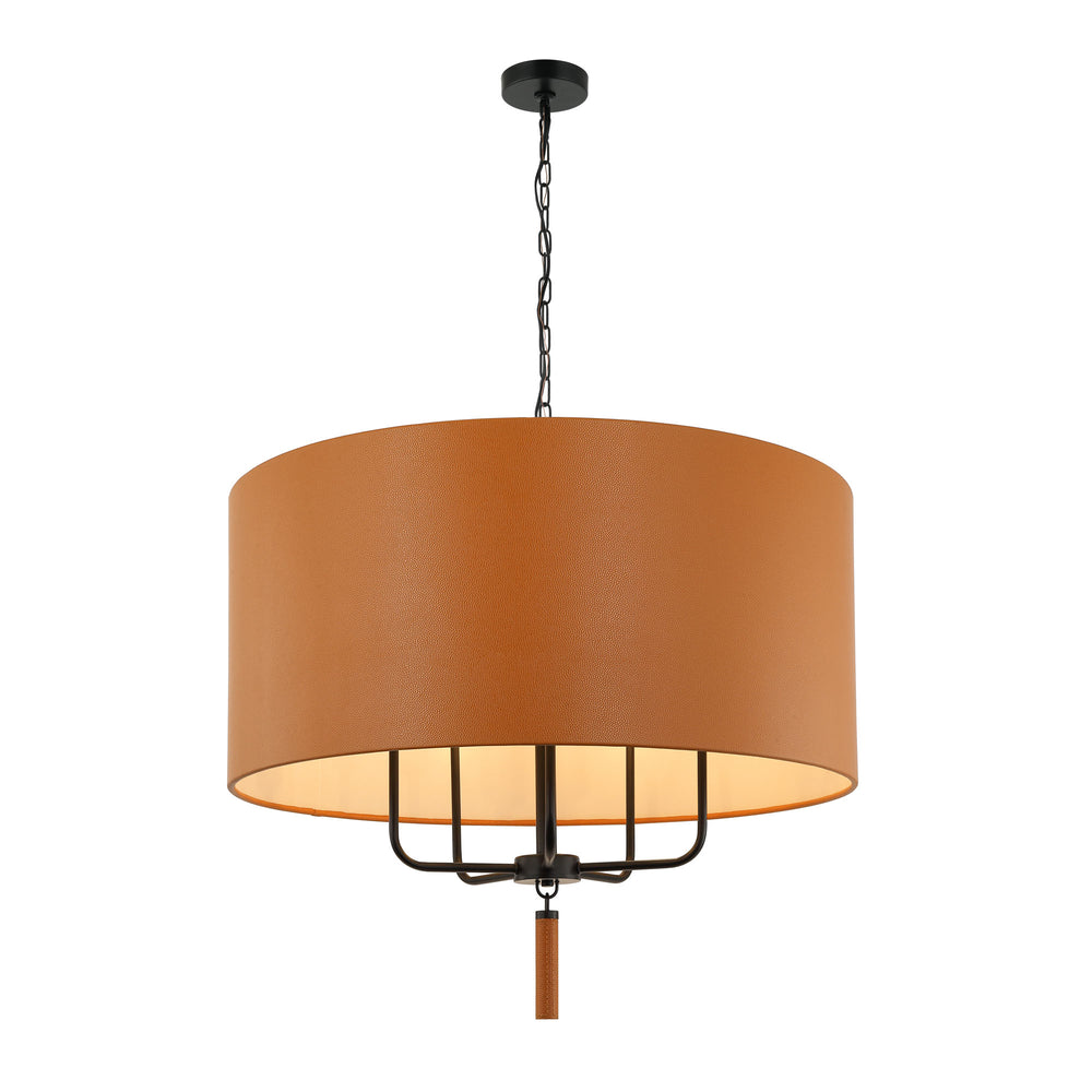 black/camel leather pendant light