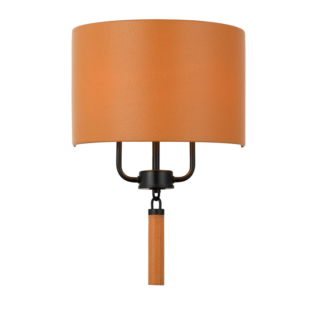 black/camel leather wall mount light