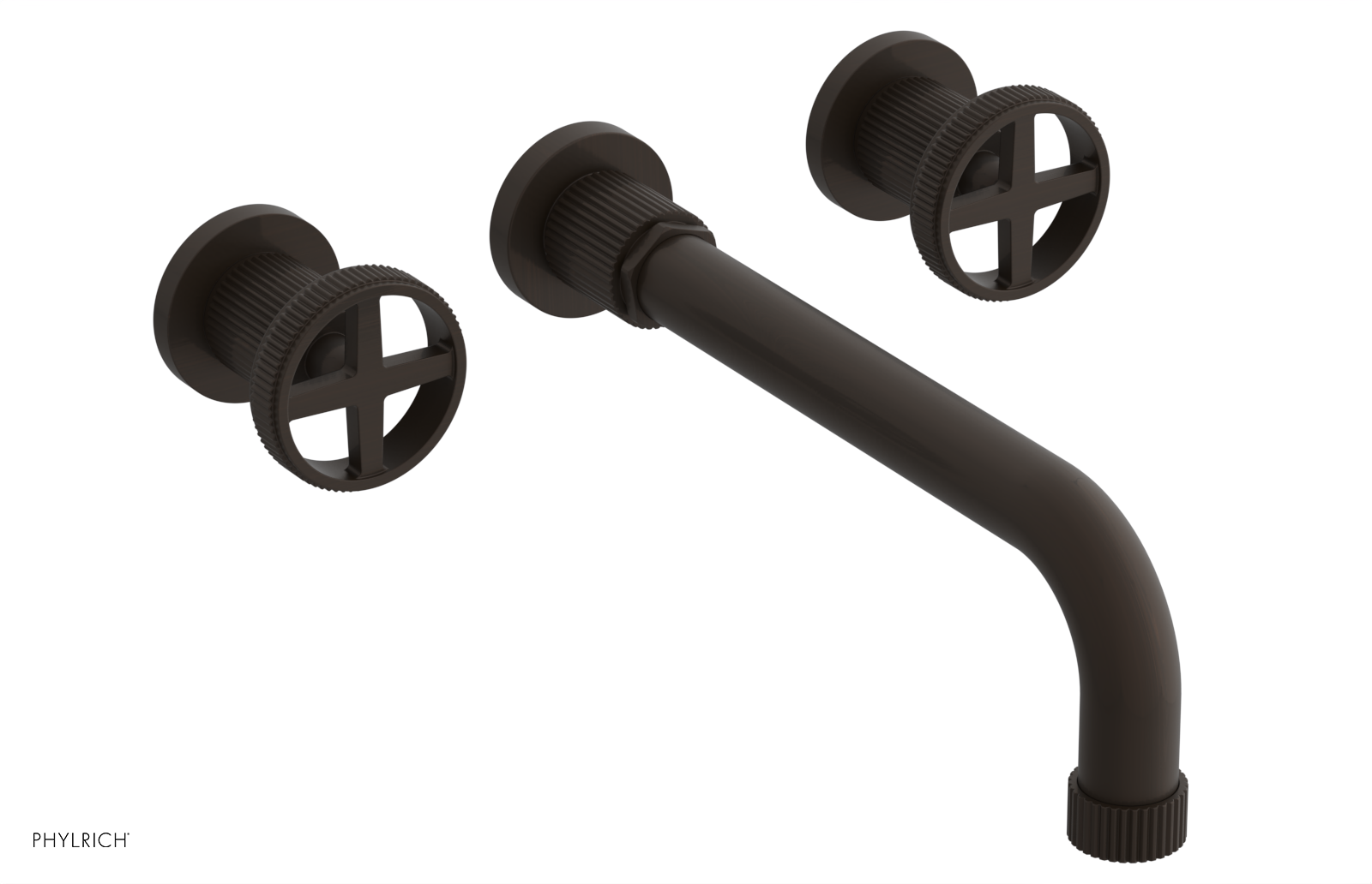 Phylrich Dustrie Grooved 10" Spout Wall Lavatory Set with Cross Handle