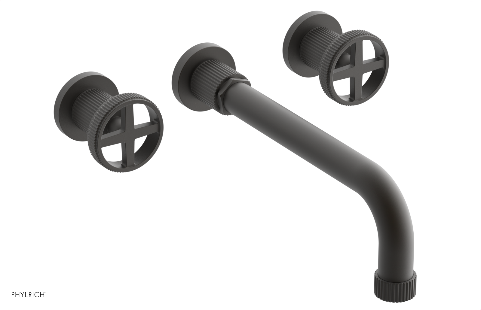 Phylrich Dustrie Grooved 10" Spout Wall Tub Set with Cross Handle