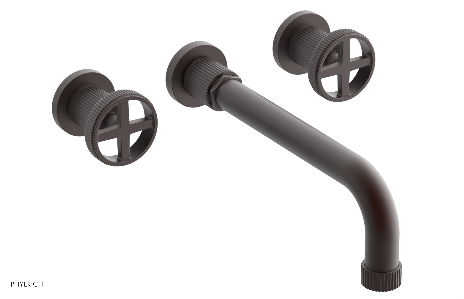 Phylrich Dustrie Grooved 10" Spout Wall Tub Set with Cross Handle