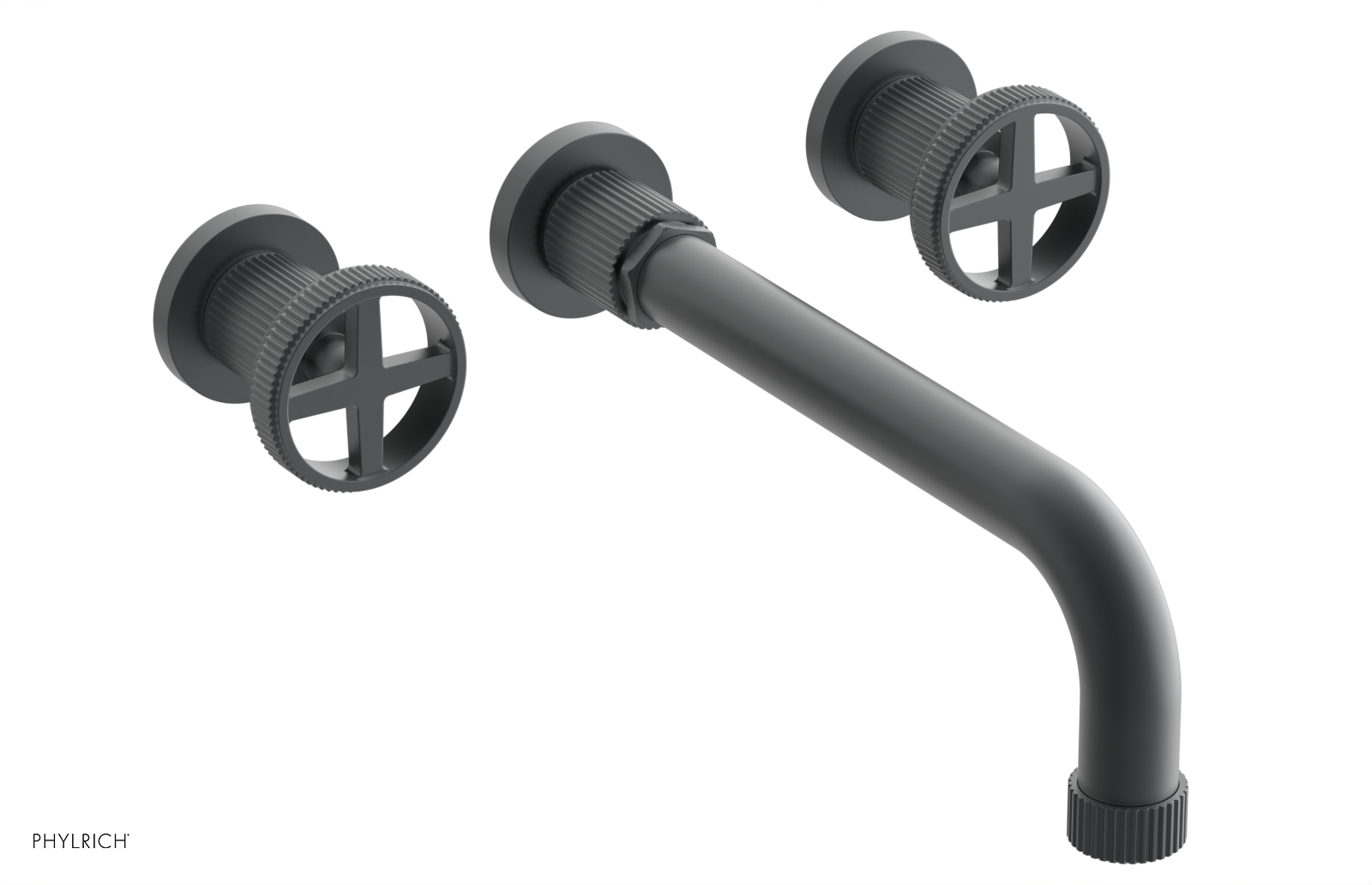 Phylrich Dustrie Grooved 10" Spout Wall Lavatory Set with Cross Handle