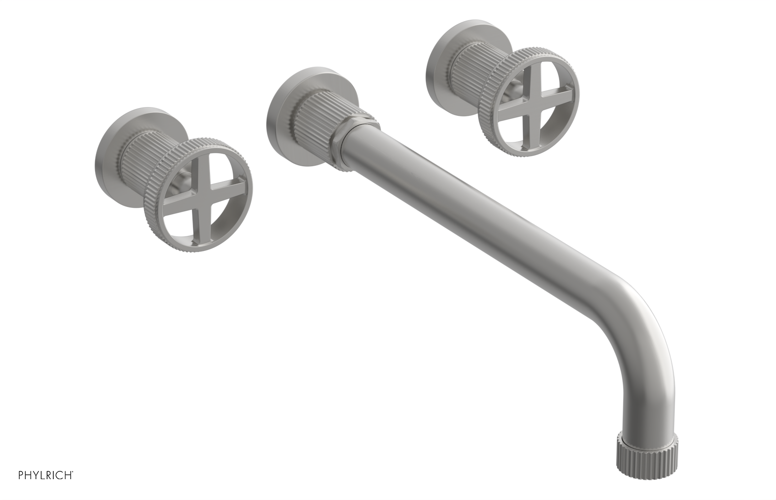 Phylrich Dustrie Grooved 12" Spout Wall Tub Set with Cross Handle