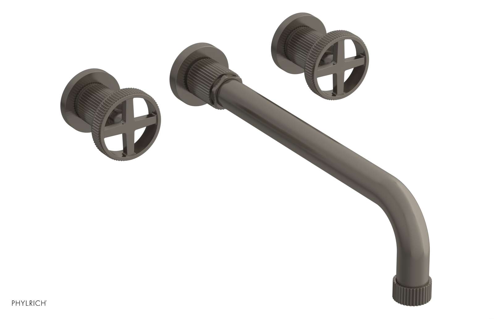 Phylrich Dustrie Grooved 12" Spout Wall Tub Set with Cross Handle