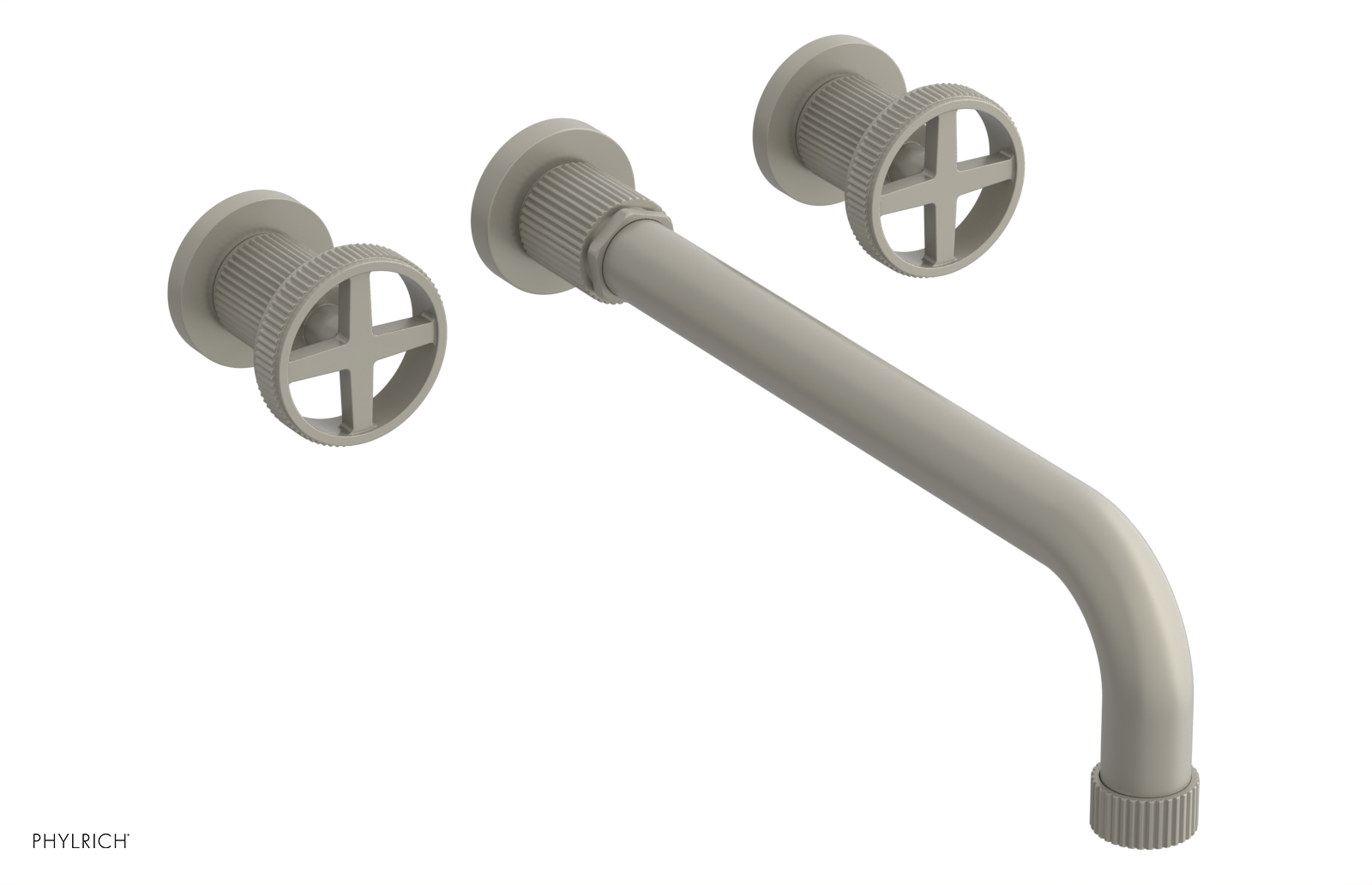 Phylrich Dustrie Grooved 12" Spout Wall Tub Set with Cross Handle