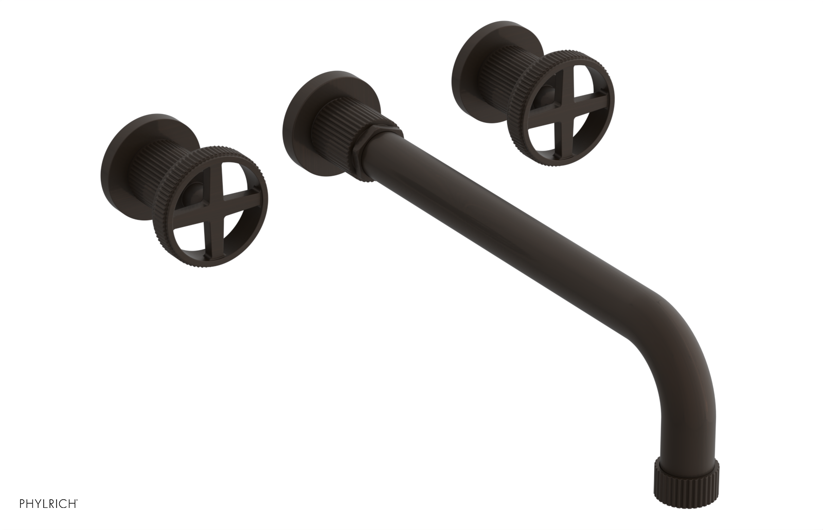 Phylrich Dustrie Grooved 12" Spout Wall Tub Set with Cross Handle