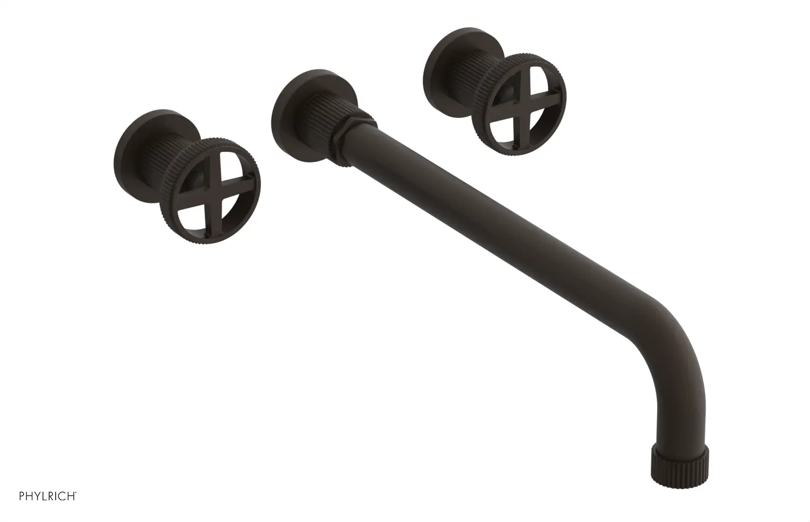 Phylrich Dustrie Grooved 14" Spout Wall Lavatory Set with Cross Handle by Phylrich