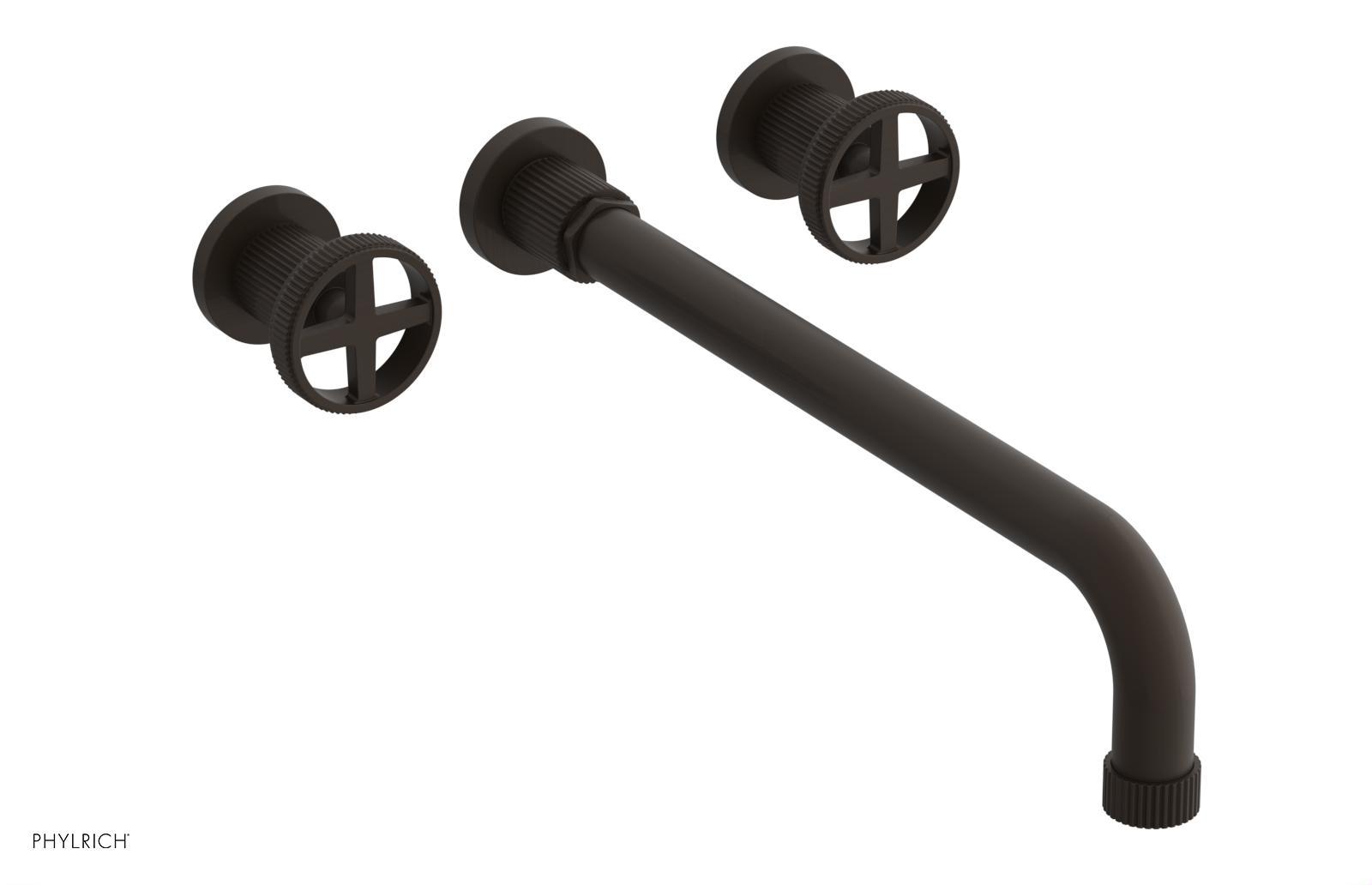 Phylrich Dustrie Grooved 14" Spout Wall Tub Set with Cross Handle