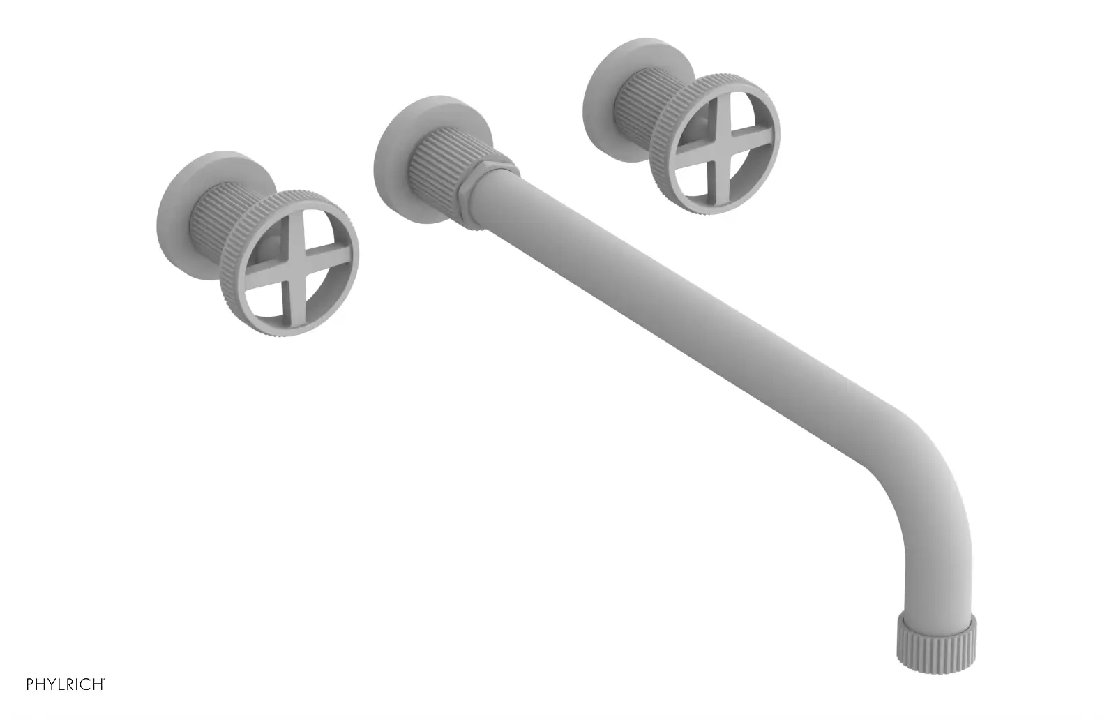 Phylrich Dustrie Grooved 14" Spout Wall Lavatory Set with Cross Handle by Phylrich
