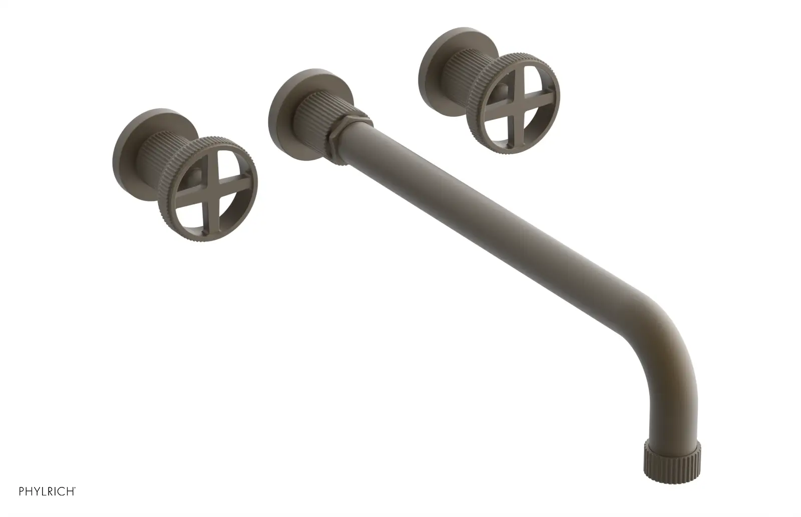 Phylrich Dustrie Grooved 14" Spout Wall Lavatory Set with Cross Handle by Phylrich