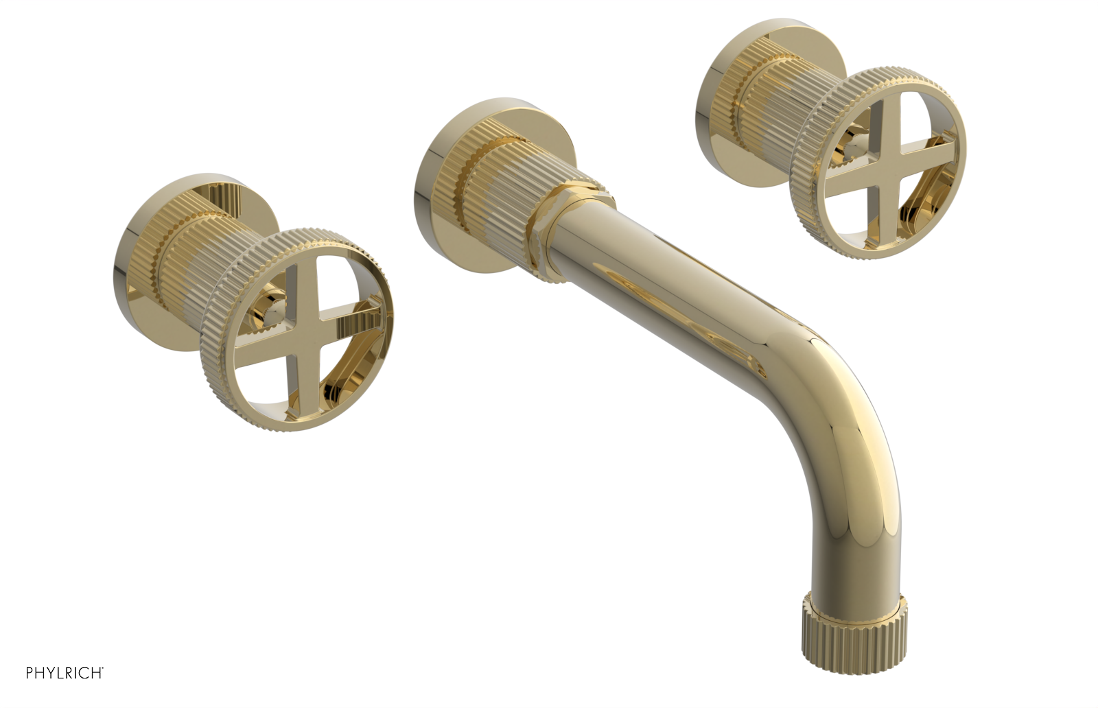 Phylrich Dustrie Grooved 7 5/8" Spout Wall Tub Set with Cross Handle