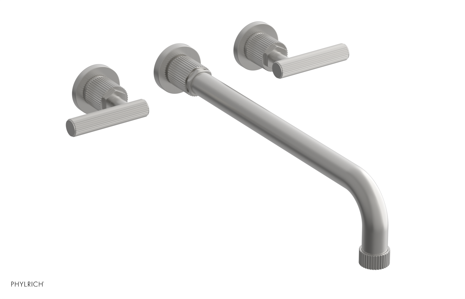 Phylrich Dustrie Grooved 14" Spout Wall Lavatory Set with Lever Handle