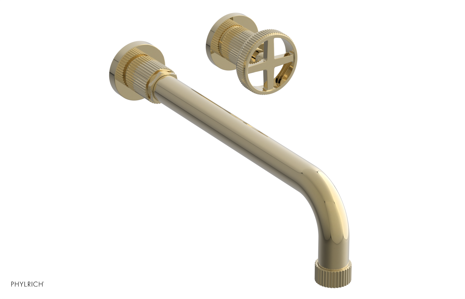 Phylrich Dustrie Grooved 12" Spout Single Handle Wall Lavatory Set