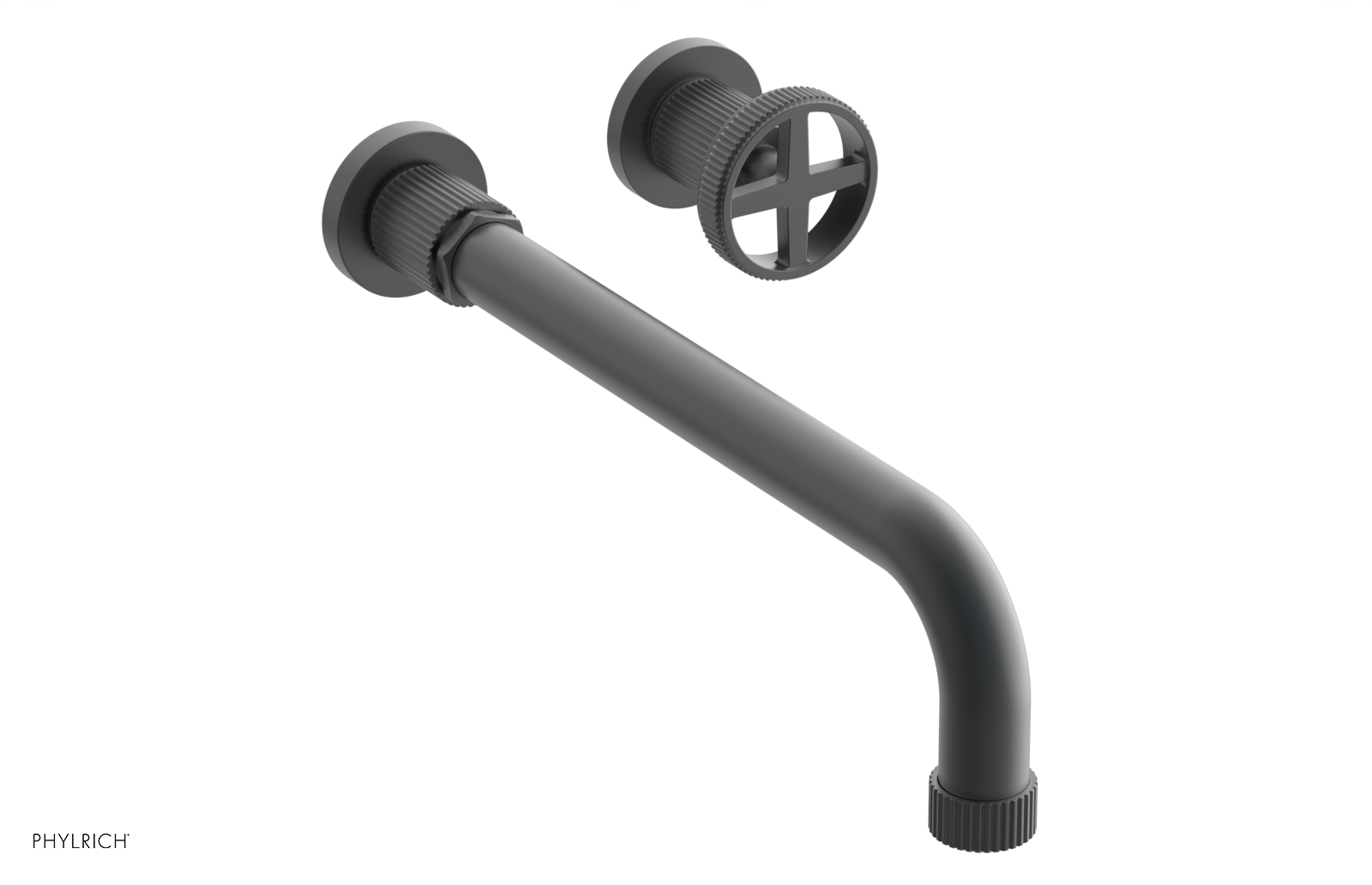 Phylrich Dustrie Grooved 12" Spout Single Handle Wall Lavatory Set