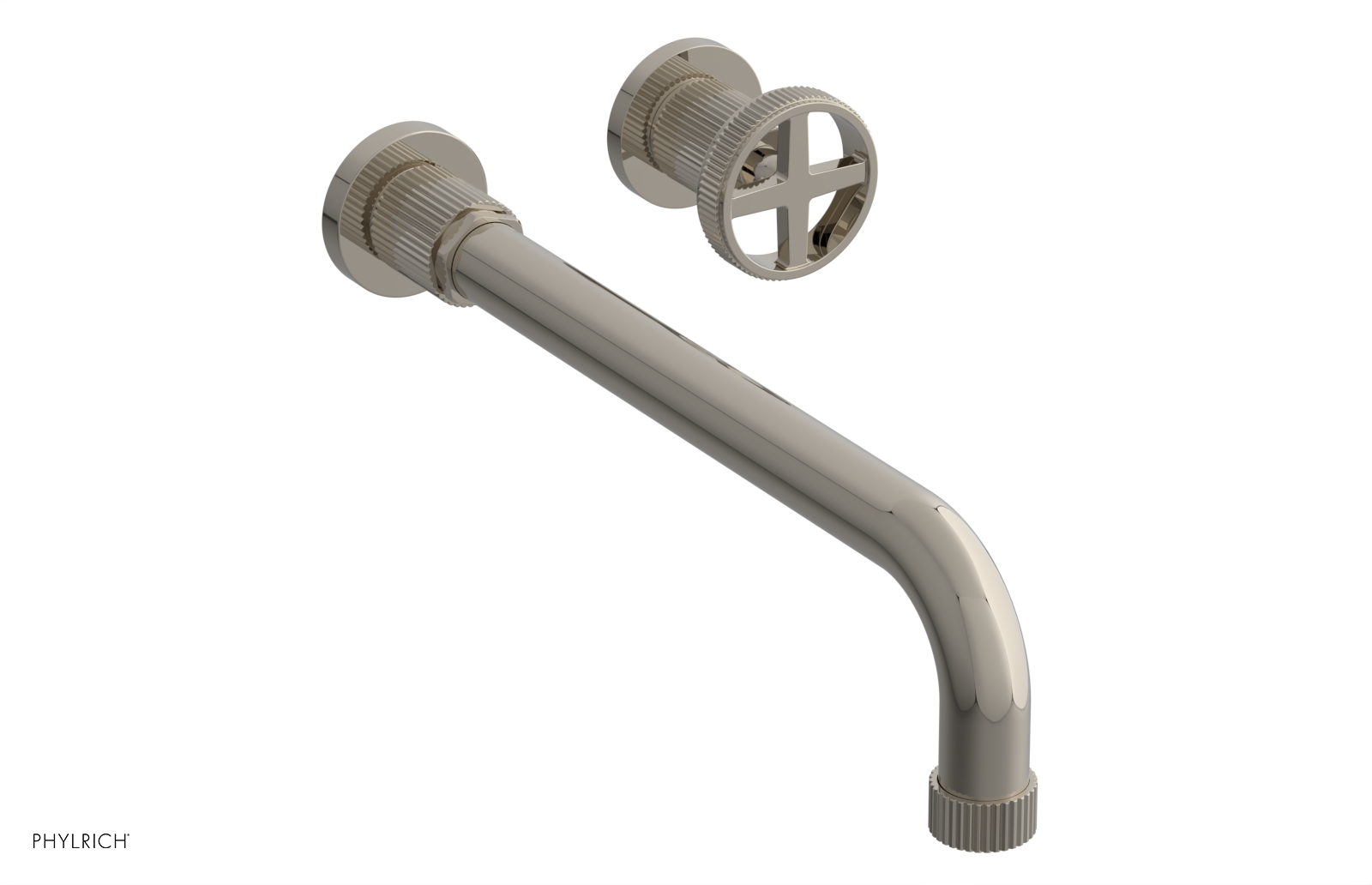 Phylrich Dustrie Grooved 12" Spout Single Handle Wall Lavatory Set