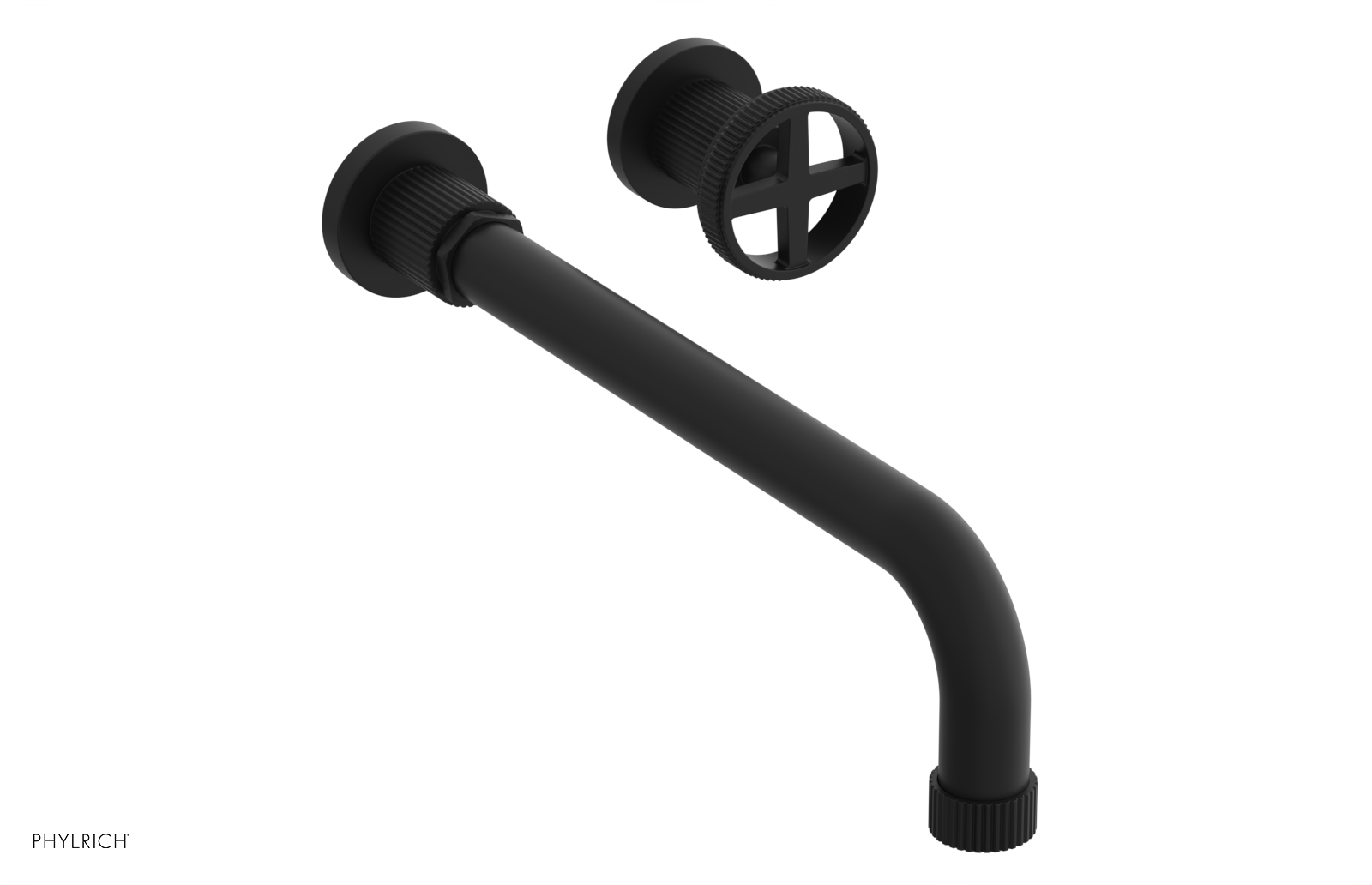 Phylrich Dustrie Grooved 12" Spout Single Handle Wall Lavatory Set