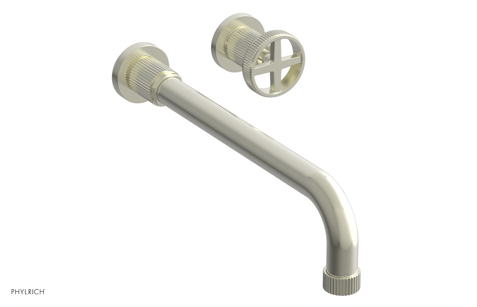 Phylrich Dustrie Grooved 12" Spout Single Handle Wall Lavatory Set