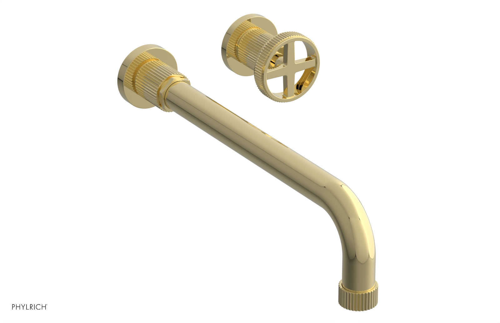 Phylrich Dustrie Grooved 12" Spout Single Handle Wall Lavatory Set