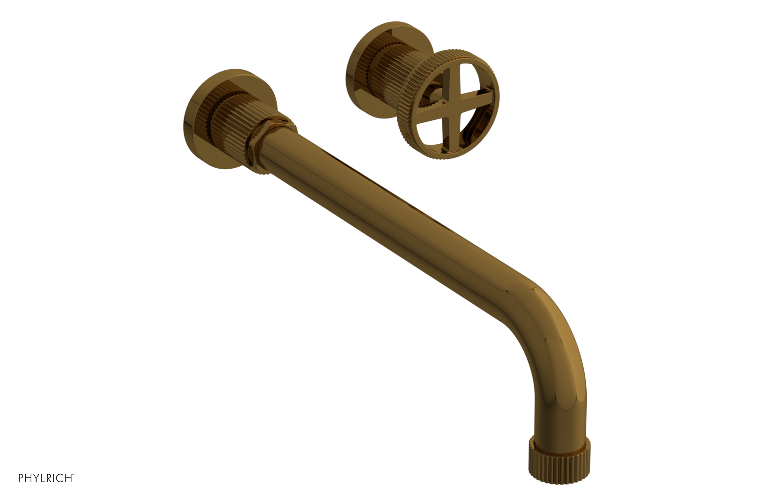 Phylrich Dustrie Grooved 12" Spout Single Handle Wall Lavatory Set