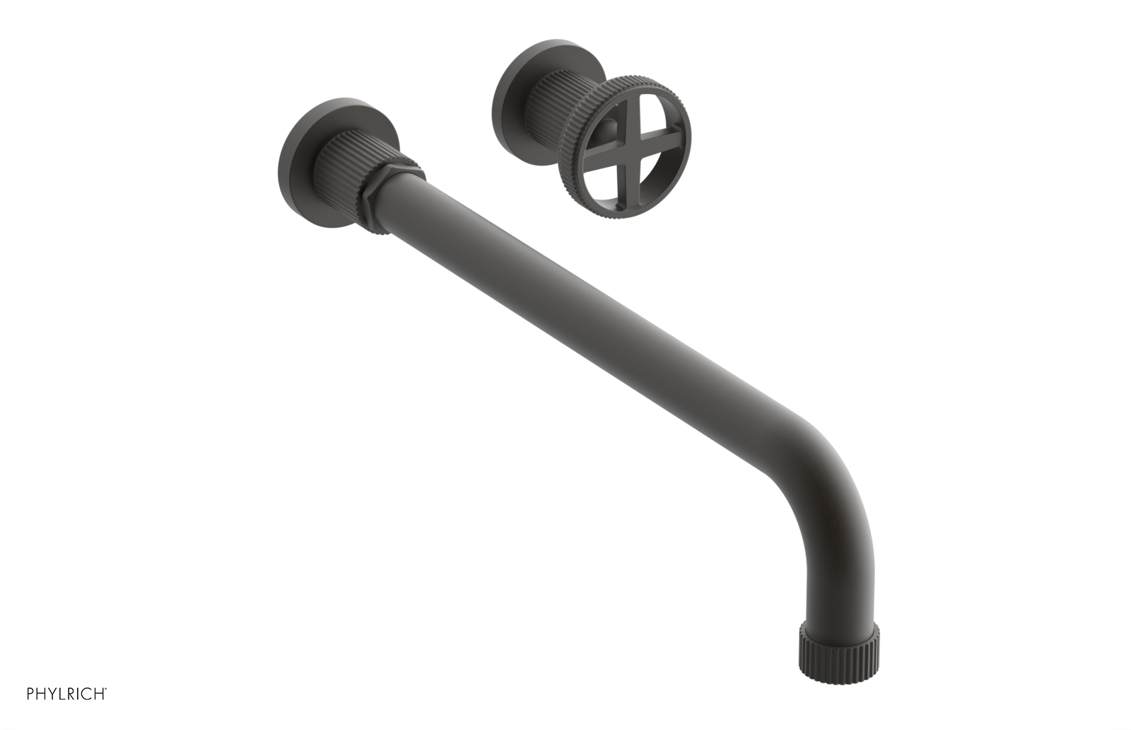 Phylrich Dustrie Grooved 14" Spout Single Handle Wall Lavatory Set