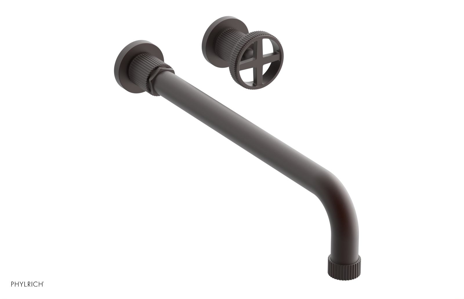 Phylrich Dustrie Grooved 14" Spout Single Handle Wall Lavatory Set