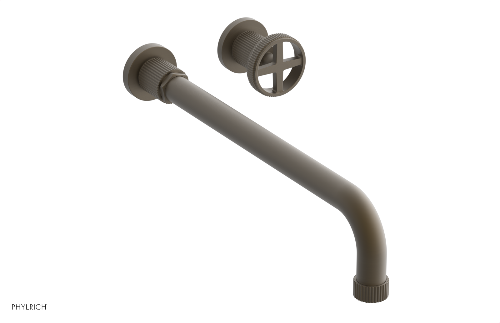 Phylrich Dustrie Grooved 14" Spout Single Handle Wall Lavatory Set