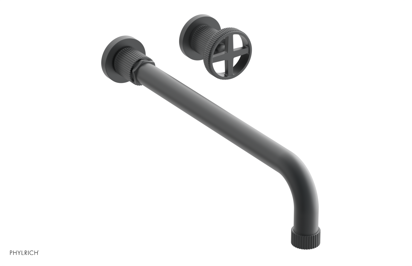 Phylrich Dustrie Grooved 14" Spout Single Handle Wall Lavatory Set