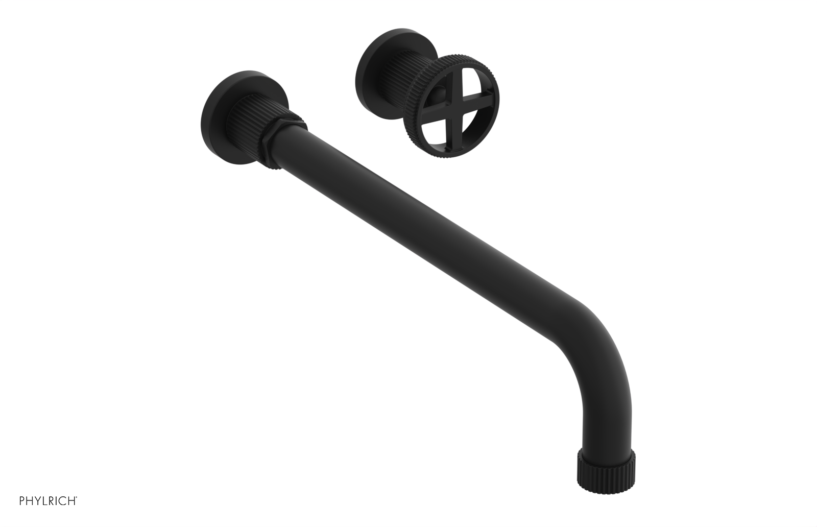 Phylrich Dustrie Grooved 14" Spout Single Handle Wall Lavatory Set