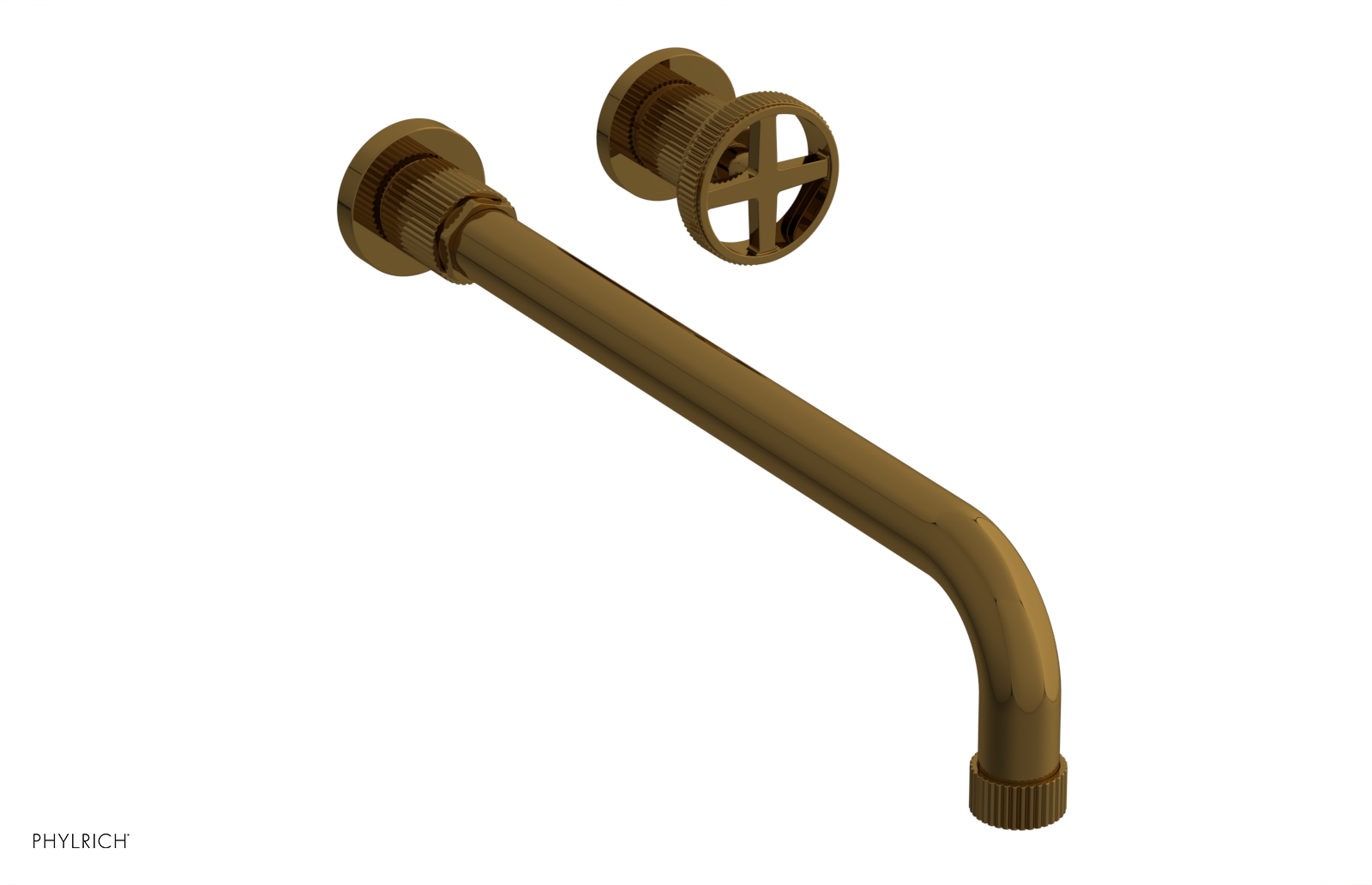 Phylrich Dustrie Grooved 14" Spout Single Handle Wall Lavatory Set