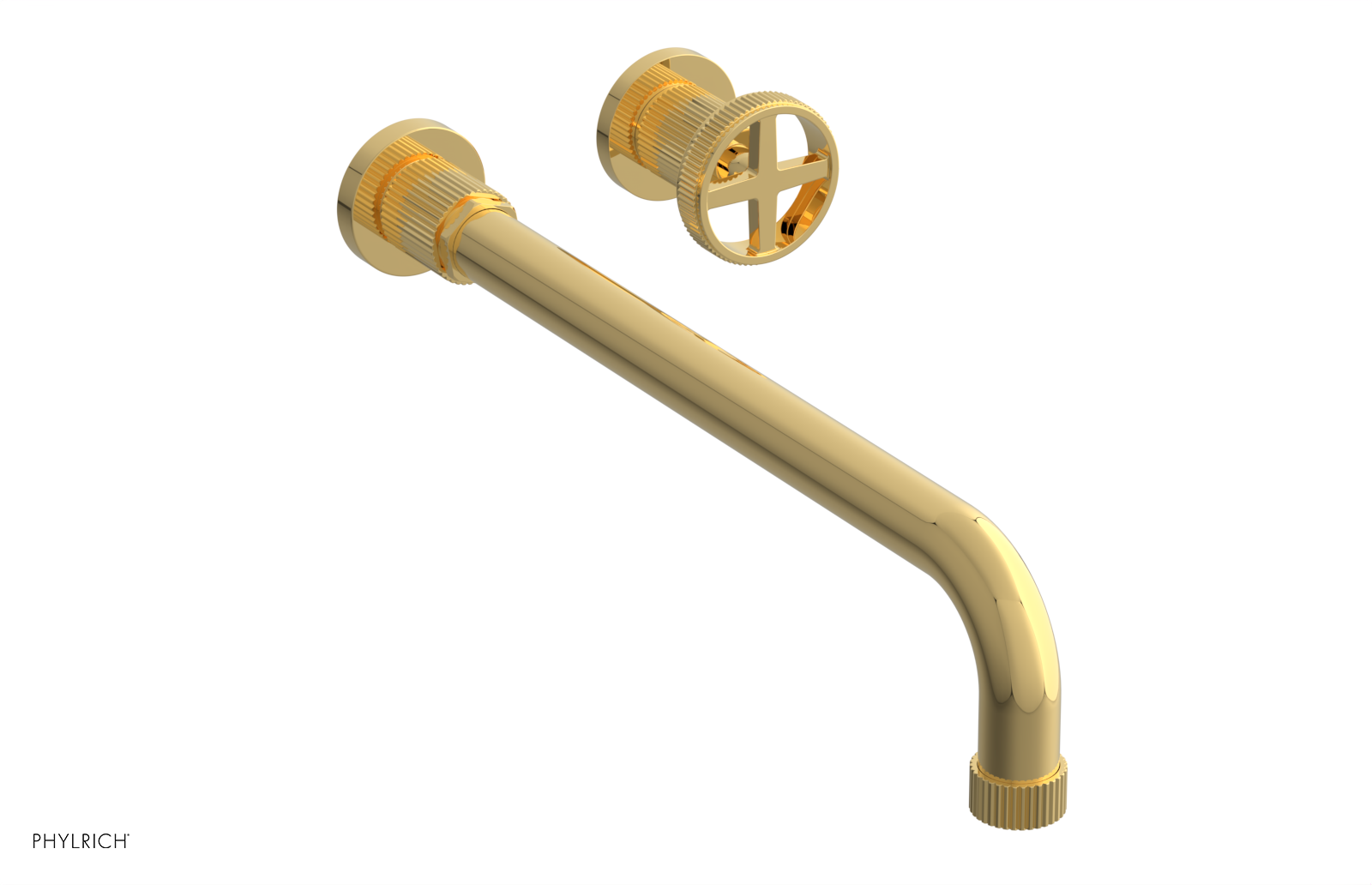 Phylrich Dustrie Grooved 14" Spout Single Handle Wall Lavatory Set