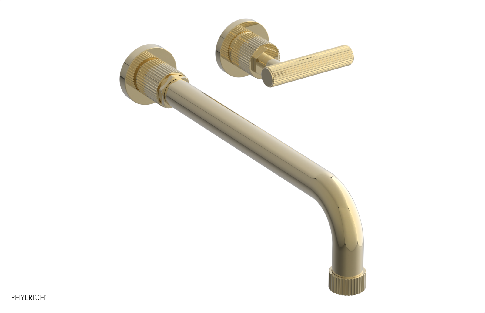 Phylrich Dustrie Grooved 12" Spout Single Handle Wall Lavatory Set